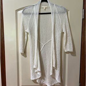 EILEEN FISHER Cotton Knit Blend Open Front Long Line Cardigan Women’s Size XS